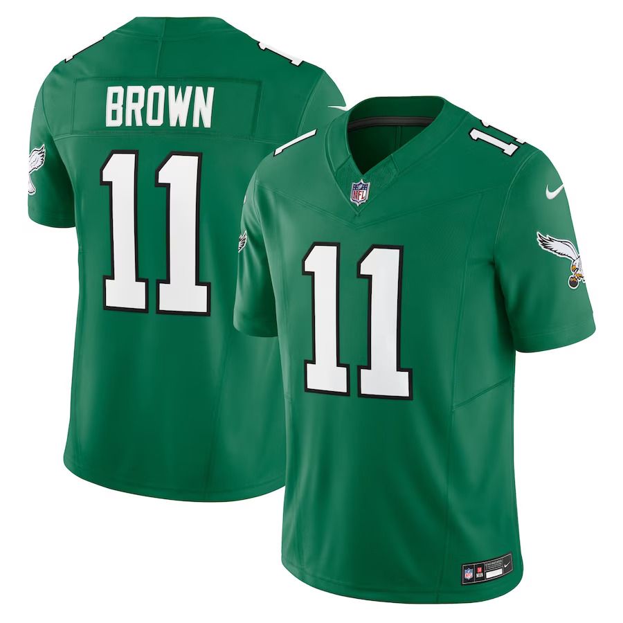 Men Philadelphia Eagles #11 A.J. Brown Nike Kelly Green Alternate Vapor F.U.S.E. Limited NFL Jersey